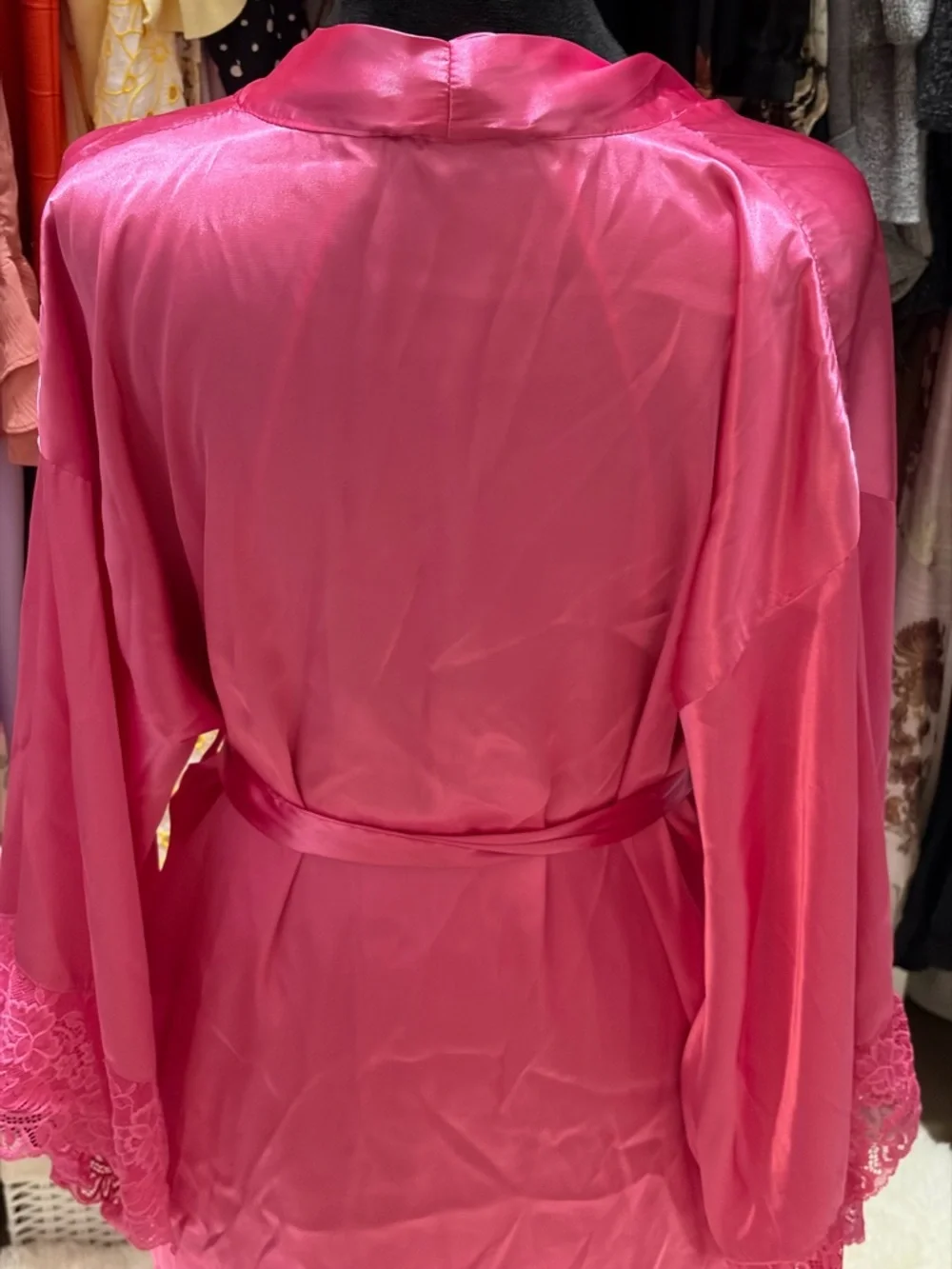 In Bloom by Jonquil Love Story Luxe Satin Halter Chemise Pink Slip & Robe - Picture 12 of 16